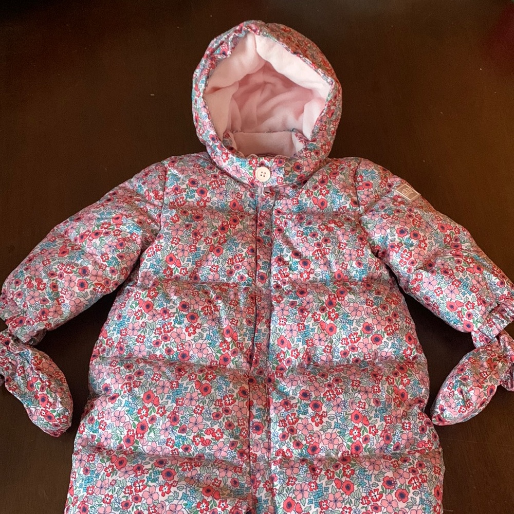 Baby Gap Ecopuffer Down Snowsuit Pink Floral